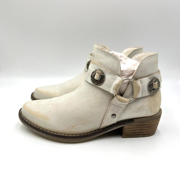 Chinese Laundry Womens Size 6.5 Cream Distressed‎ Western Ankle Boots Shoes - Picture 6 of 14